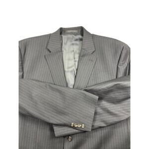 Chaps 48R Black Pinstripe 100% Wool Blazer Jacket Two Button Classic Fit